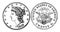 Gold Double Eagle Coin, 1849 vintage illustration