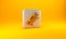 Gold Drone flying icon isolated on yellow background. Quadrocopter with video and photo camera symbol. Silver square