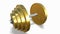 Gold dumbbell with a dollar sign on a white background 3d-rendering