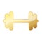 Gold dumbbell icon. Golden logo design element. Exercise dumbbells icon