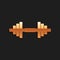 Gold Dumbbell icon isolated on black background. Muscle lifting icon, fitness barbell, gym icon, sports equipment symbol, exercise