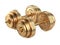 Gold dumbbells from coins. Business and sport - financial concept