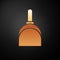 Gold Dustpan icon isolated on black background. Cleaning scoop services. Vector Illustration