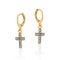 Gold earring with crystal zirconia and click closure