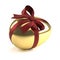 Gold easter egg with red ribbon