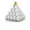 Gold egg topped pyramid of white eggs