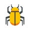 Gold Egypt bug icon flat isolated vector