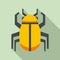 Gold Egypt bug icon, flat style