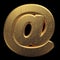 Gold email sign - 3d at sign precious metal symbol - Suitable for fortune, business or luxury related subjects