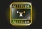 Gold emblem or badge with snatch, weightlifting icon and Altitude text inside EPS10