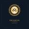 Gold Emblem of the weaving circle. Monogram design elements, graceful template. Simple logo design Letter M for Royalty, business