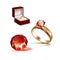 Gold Engagement Ring Red Shiny Clear Diamond Jewelry Box