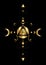 Gold Eye of Providence. Masonic symbol. All seeing eye inside triple moon pagan Wicca moon goddess symbol. Vector illustration
