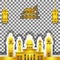 Gold fanous lantern for ramadan kareem background with arabian calligraphy text