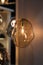 Gold fashionable oval non-standard chandelier, glass transparent pendant lamp. Crumpled glass ball