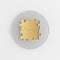 Gold fastened puzzles icon. 3d rendering gray round key button, interface ui ux element