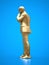 Gold figure businessmen talking on the phone. 3d rendering