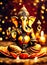 gold figurine of Ganesha. Selective focus.