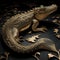 Gold Filigree Inlaid Alligator (Generative AI)