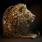 Gold Filigree Inlaid Asiatic Lion (Generative AI)