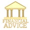 Gold financial advice icon isolated on white background 3D illustration