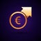 Gold Financial growth and euro coin icon isolated on black background. Increasing revenue. Vector