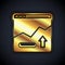 Gold Financial growth increase icon isolated on black background. Increasing revenue. Vector