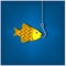 Gold fish and fishhook. Vector illustration design.