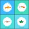 Gold Fish and Neon Tetra Set Vector Illustration