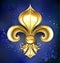 Gold Fleur-de-lis on a blue background