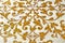 Gold flourish design ornament. Decorative white background.