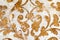 Gold flourish design ornament. Decorative white background.