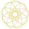 Gold flower shape Spirograph icon. 3d rendering.