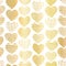 Gold foil heart shape seamless vector pattern. Golden abstract textured hearts on white background. Elegant art for web banner,