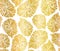 Gold foil mosaic leaves seamless vector background. Golden abstract leaf shapes on white background. Elegant, luxurious pattern