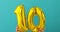 Gold foil number 10 ten celebration balloon
