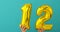 Gold foil number 12 celebration balloon