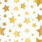Gold foil star shapes seamless vector pattern. Golden stars on white background. Gold night sky. Elegant and fancy design for web