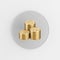 Gold folded coins icon in cartoon style. 3d rendering gray round button key, interface ui ux element