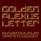 Gold font of twisted strips. english alphabet with text Golden Plexus Letter