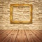 Gold Frame hanging on Modern Brick Wall