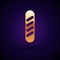 Gold French baguette bread icon isolated on black background. Vector