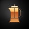 Gold French press icon isolated on black background. Vector Illustration