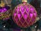Gold and fuchsia Christmas tree baubles ornaments