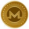 Gold futuristic monero cryptocurrency coin vector illustration