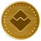 Gold futuristic waves cryptocurrency coin vector illustration