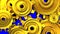 Gold Gears On Blue Chroma Key