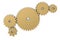 Gold gears on white background. 3D illustration.