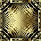 Gold geometric 3d greek vector seamless pattern. Ornamental textured geometry background.  Patterned surface grunge design. Ornate