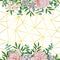 Gold Geometric Background wiht Flowers and Greenery